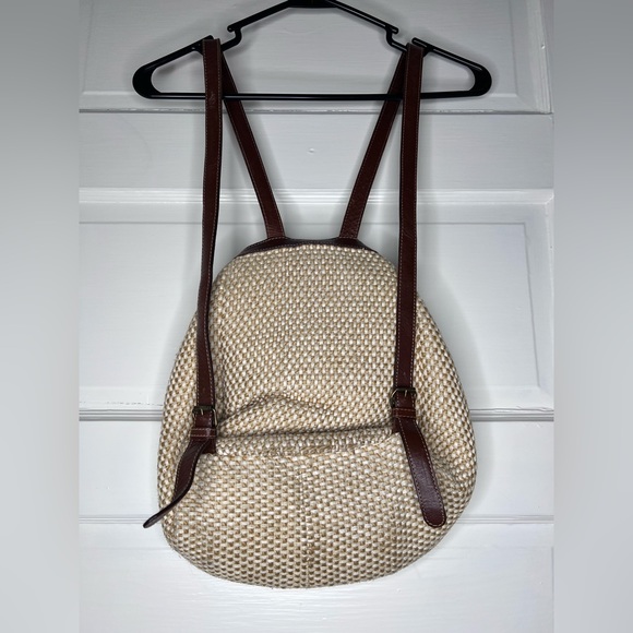 Alfredo picchi woven straw leather vintage bag mini backpack Italian brown - Picture 2 of 8